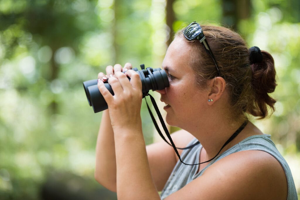 Woman with a binocular