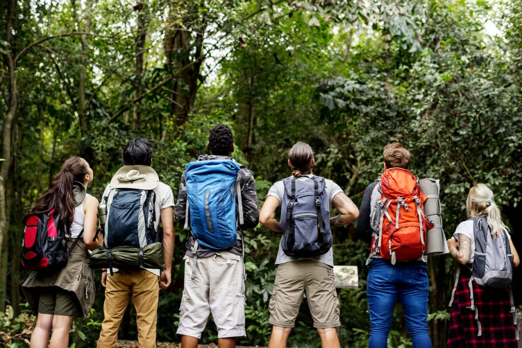 bird watching hikers