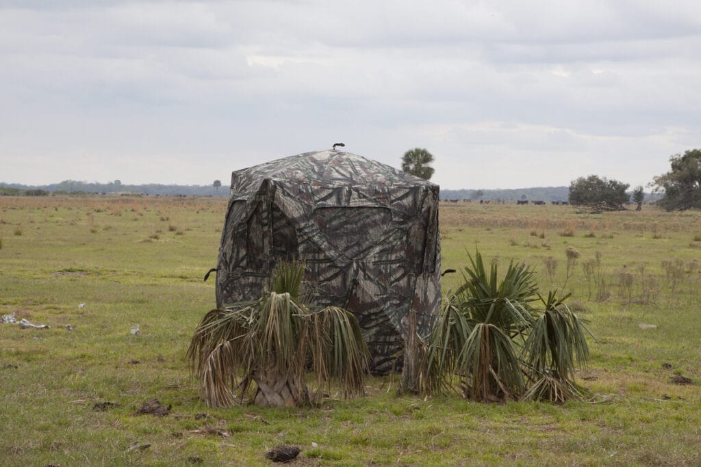 birding blind in field