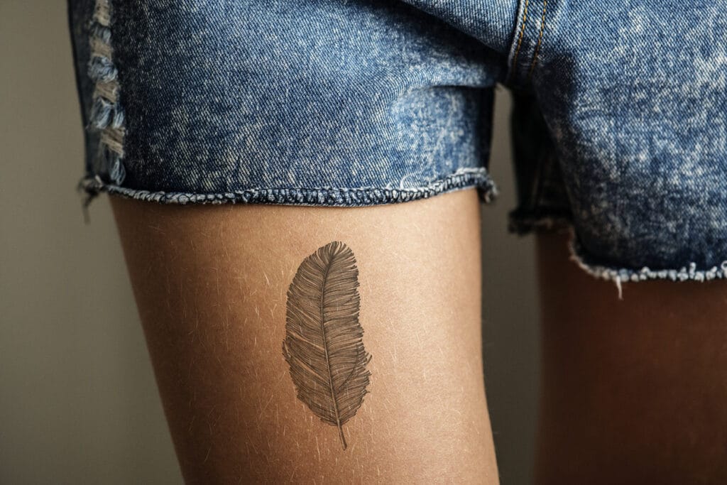 blue jay feather tattoo